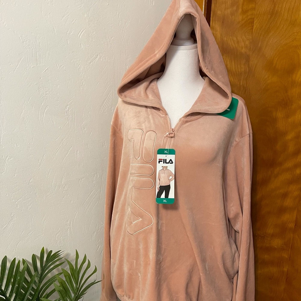 Fila Misty Rose Velour Hoodie Size XL NWT Super Soft and Comfy